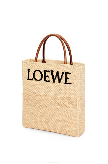 Natural/Black Standard A4 Tote bag in raffia Loewe 84PR75 Women