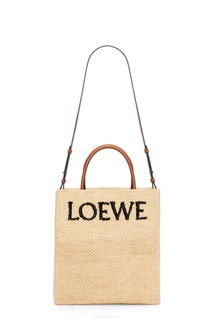 Natural/Black Standard A4 Tote bag in raffia Loewe 84PR75 Women