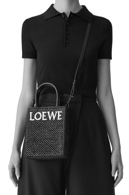 Natural/Black Standard A5 Tote bag in raffia Loewe 84PR74 Women