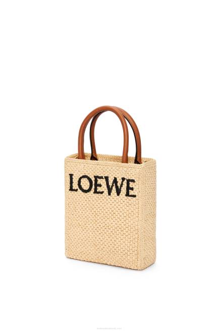 Natural/Black Standard A5 Tote bag in raffia Loewe 84PR74 Women