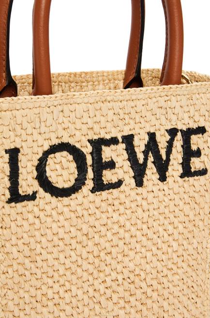 Natural/Black Standard A5 Tote bag in raffia Loewe 84PR74 Women
