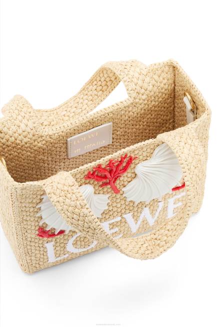 Natural Maruja Mallo mini Font Tote in raffia Loewe 84PR112 Women