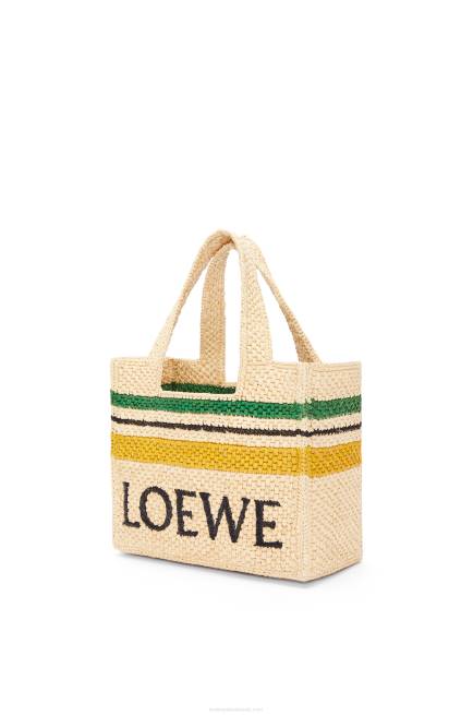 Natural/Multicolor Small Font Tote in raffia Loewe 84PR111 Women