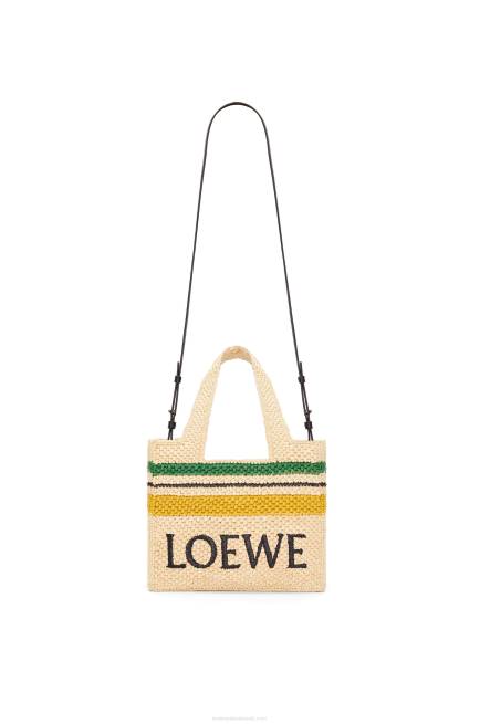 Natural/Multicolor Small Font Tote in raffia Loewe 84PR111 Women