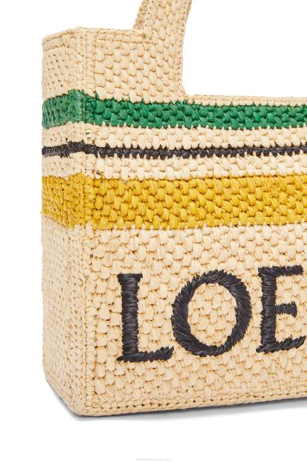Natural/Multicolor Small Font Tote in raffia Loewe 84PR111 Women