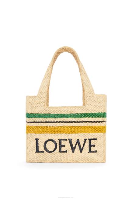 Natural/Multicolor Striped Font Tote in raffia Loewe 84PR14 Women