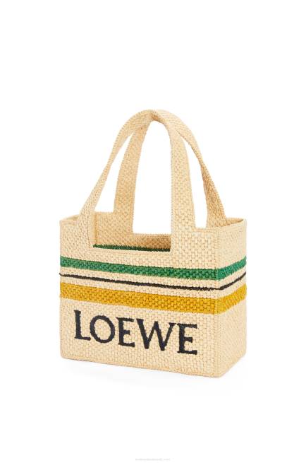 Natural/Multicolor Striped Font Tote in raffia Loewe 84PR14 Women