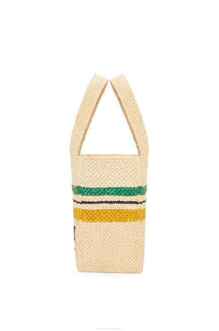 Natural/Multicolor Striped Font Tote in raffia Loewe 84PR14 Women
