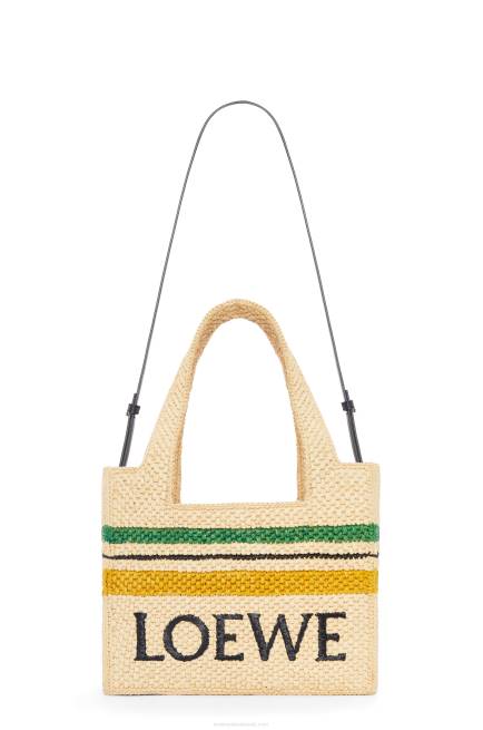 Natural/Multicolor Striped Font Tote in raffia Loewe 84PR14 Women