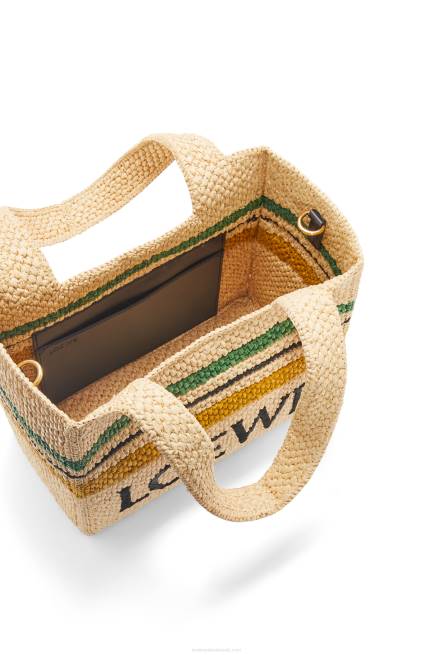 Natural/Multicolor Striped Font Tote in raffia Loewe 84PR14 Women