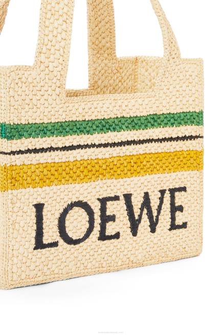Natural/Multicolor Striped Font Tote in raffia Loewe 84PR14 Women
