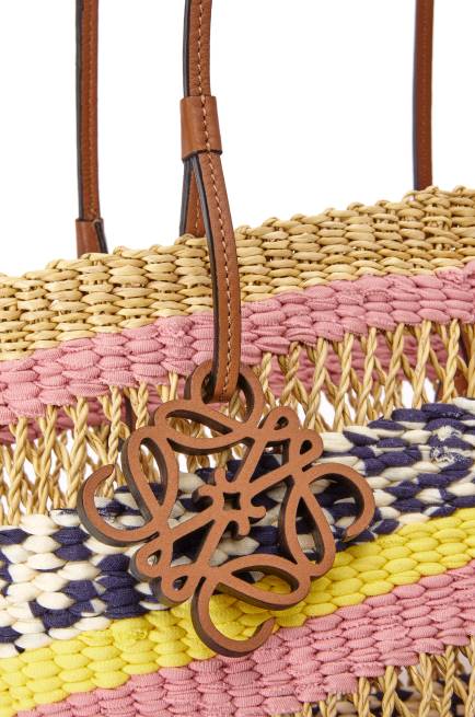 Natural/Pink Tulip Basket Tote in elephant grass and calfskin Loewe 84PR94 Women