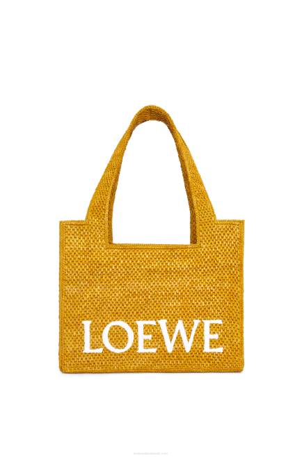 Ochre Medium Font Tote in raffia Loewe 84PR13 Women