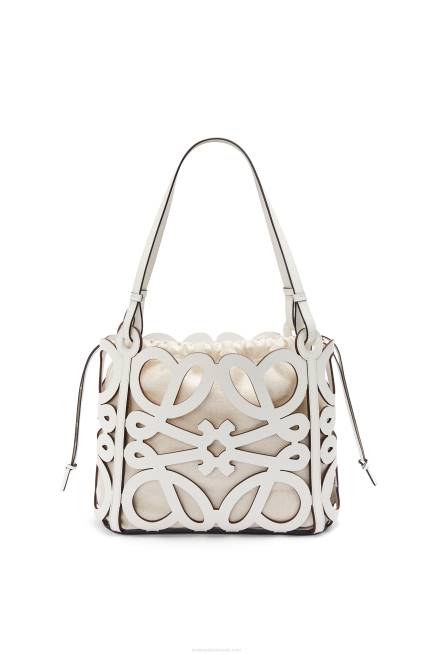 Soft White Small Anagram cut-out tote in box calfskin Loewe 84PR187 Women