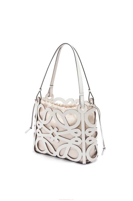Soft White Small Anagram cut-out tote in box calfskin Loewe 84PR187 Women