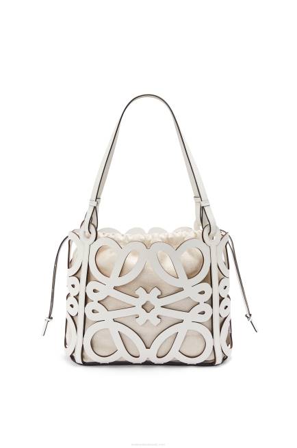 Soft White Small Anagram cut-out tote in box calfskin Loewe 84PR187 Women