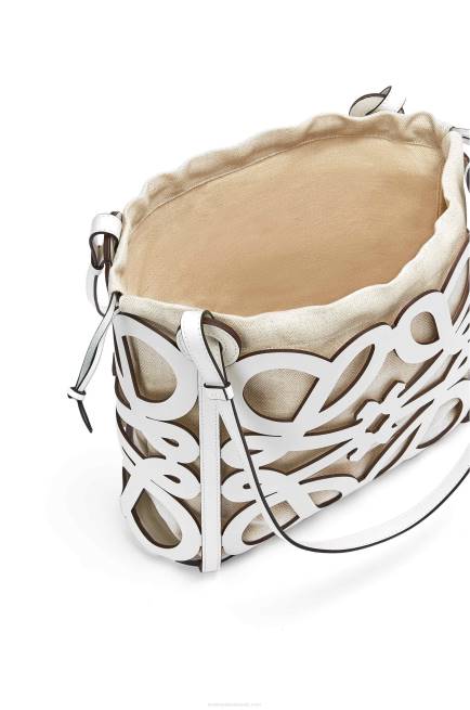 Soft White Small Anagram cut-out tote in box calfskin Loewe 84PR187 Women
