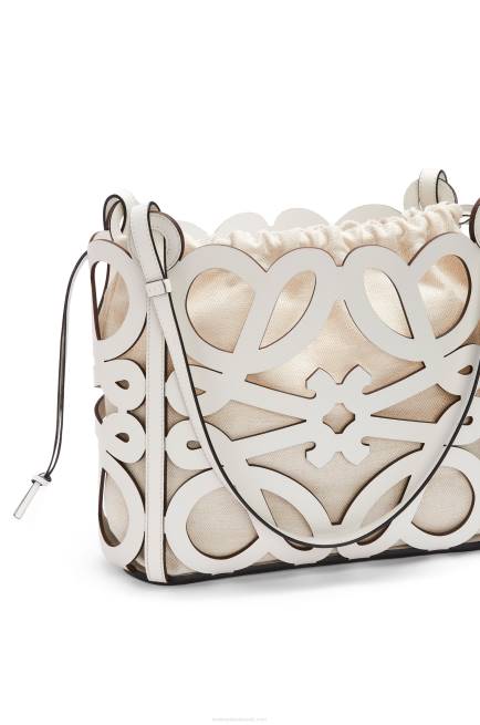 Soft White Small Anagram cut-out tote in box calfskin Loewe 84PR187 Women