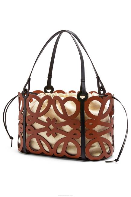 Tan Anagram cut-out tote in calfskin Loewe 84PR127 Women