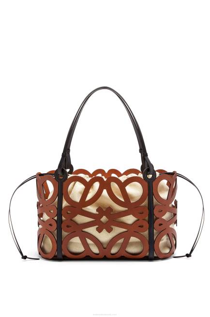 Tan Anagram cut-out tote in calfskin Loewe 84PR127 Women