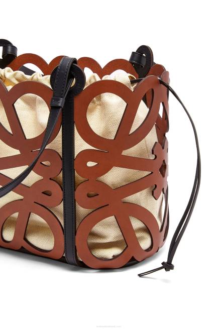 Tan Anagram cut-out tote in calfskin Loewe 84PR127 Women