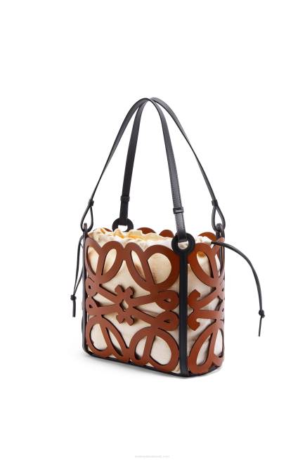Tan Small Anagram cut-out tote in calfskin Loewe 84PR125 Women