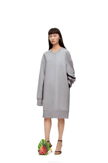 Ash Elongated sweatshirt dress in cotton fleece Loewe 84PR1084 Women