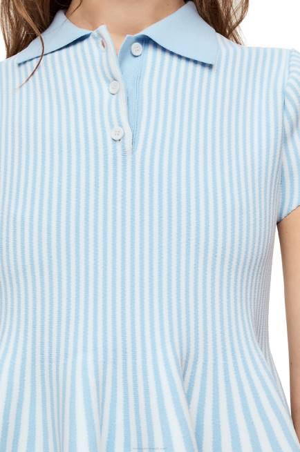 Baby Blue/White Striped mini dress in viscose blend knit Loewe 84PR1081 Women