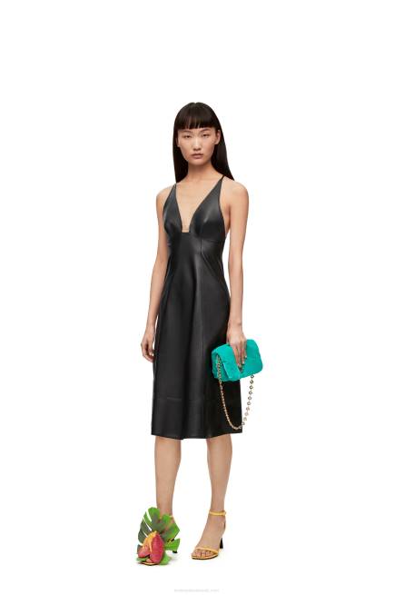 Black Anagram strappy dress in nappa Loewe 84PR1071 Women