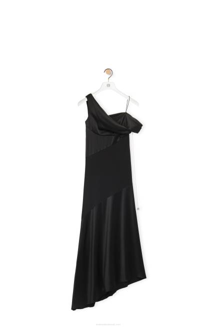 Black Asymmetric dress in satin and crepe Loewe 84PR1098 Women