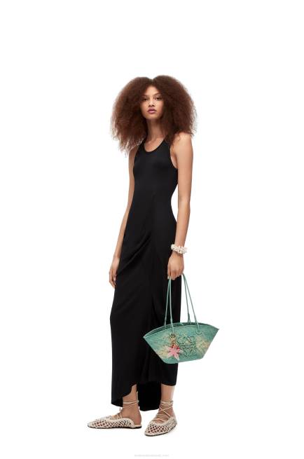 Black Asymmetric tank dress in viscose Loewe 84PR1060 Women