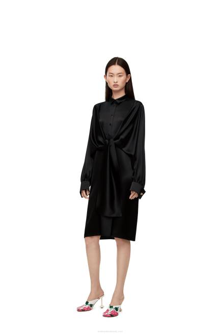 Black Knot dress in crepe satin Loewe 84PR1074 Women