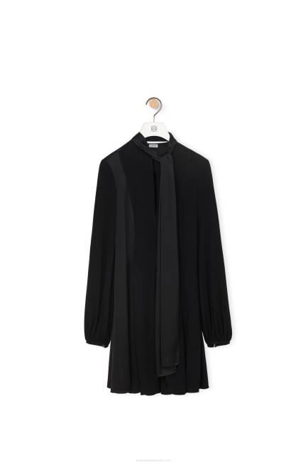 Black Lavalliere dress in crepe jersey and crepe satin Loewe 84PR1062 Women