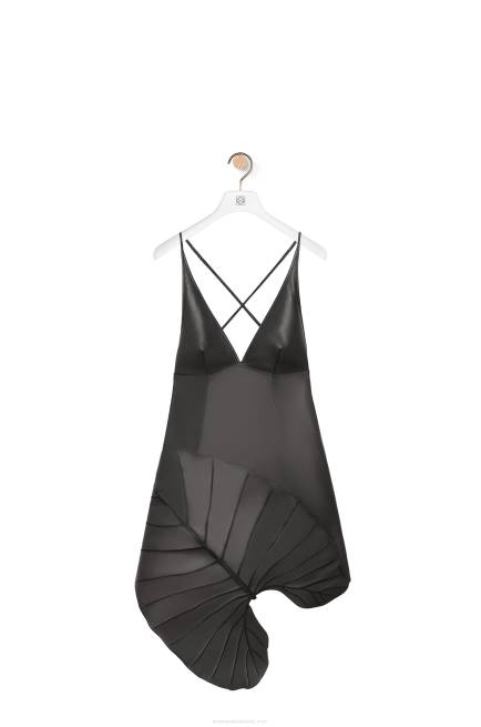 Black Leaf intarsia dress in nappa Loewe 84PR1038 Women
