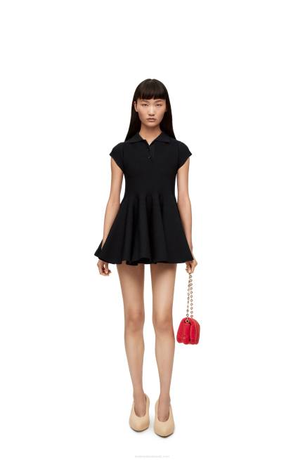 Black Mini dress in viscose blend knit Loewe 84PR1079 Women