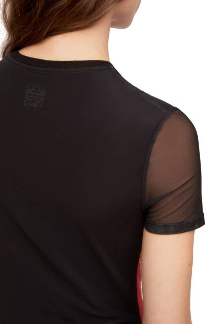 Black/Red Anthurium dress in semi sheer mesh Loewe 84PR1066 Women