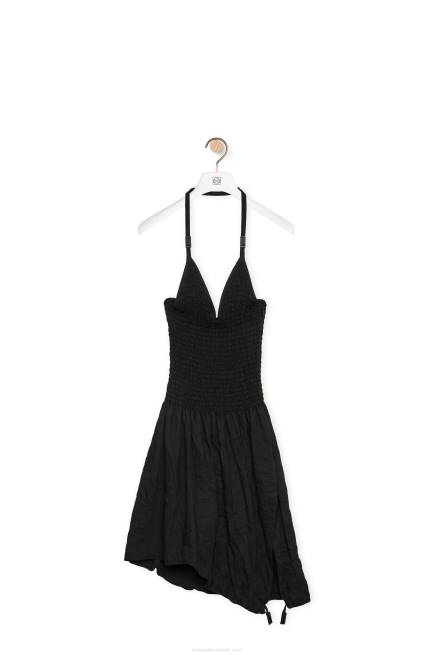 Black Smocked dress in cotton Loewe 84PR1057 Women