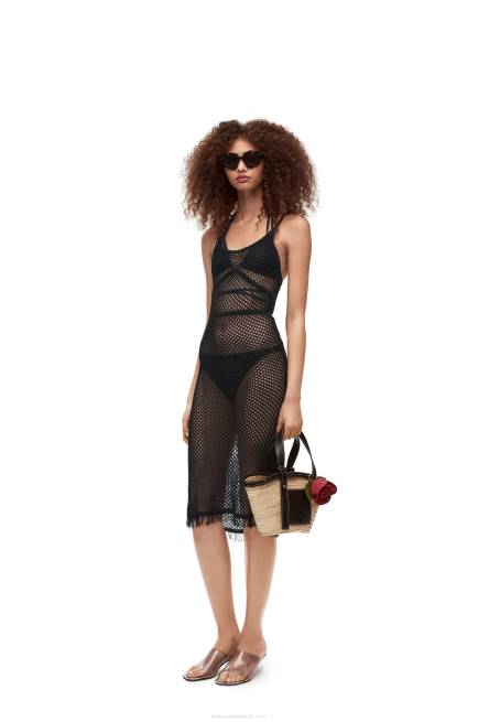 Black Strappy dress in viscose Loewe 84PR1058 Women
