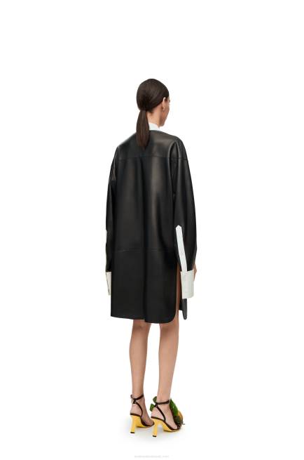Black/White Asymmetric shirt dress in nappa lambskin Loewe 84PR1078 Women