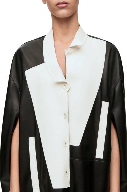 Black/White Asymmetric shirt dress in nappa lambskin Loewe 84PR1078 Women