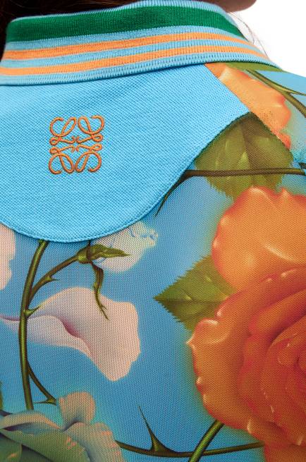 Blue/Multicolor Roses polo dress in mesh Loewe 84PR1042 Women