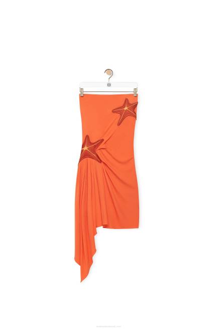 Bright Orange Starfish bustier dress in viscose Loewe 84PR1044 Women