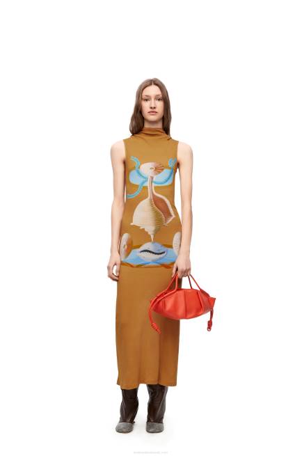 Camel/Multicolor Maruja Mallo tube dress in cotton Loewe 84PR1037 Women