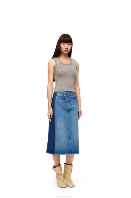 Denim Blue Deconstructed skirt in denim Loewe 84PR1160 Women