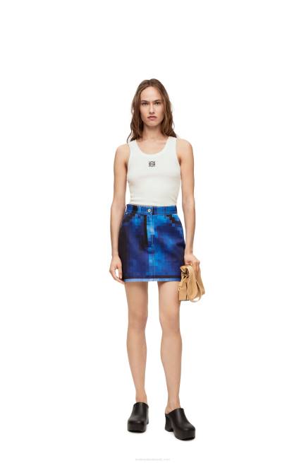 Denim Pixelated mini skirt in denim Loewe 84PR1176 Women