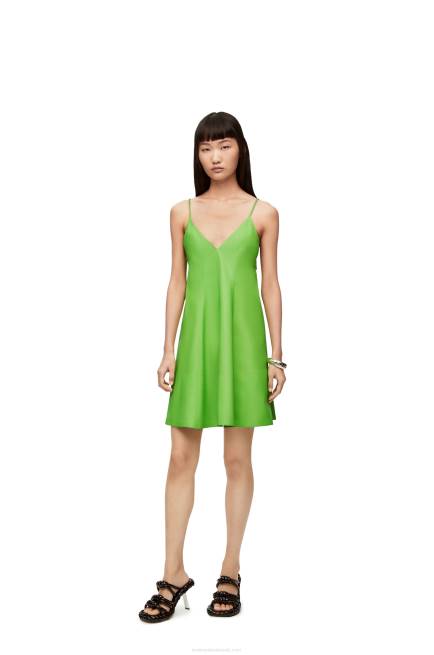 Fluo Green Anthurium strappy dress in nappa Loewe 84PR1067 Women
