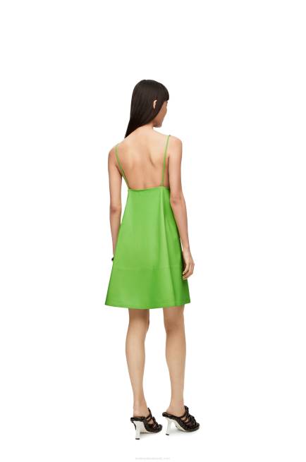 Fluo Green Anthurium strappy dress in nappa Loewe 84PR1067 Women