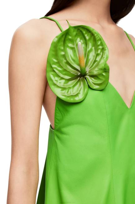 Fluo Green Anthurium strappy dress in nappa Loewe 84PR1067 Women
