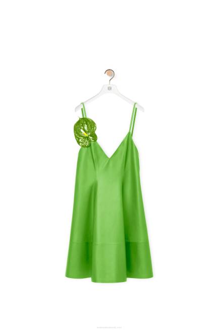 Fluo Green Anthurium strappy dress in nappa Loewe 84PR1067 Women