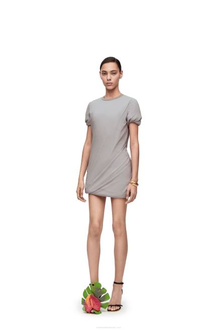 Fog Grey Padded mini dress in stretch silk chiffon Loewe 84PR1086 Women